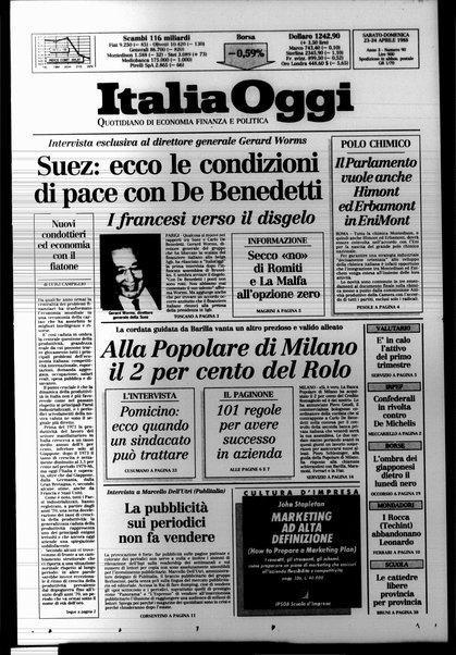 Italia oggi : quotidiano di economia finanza e politica